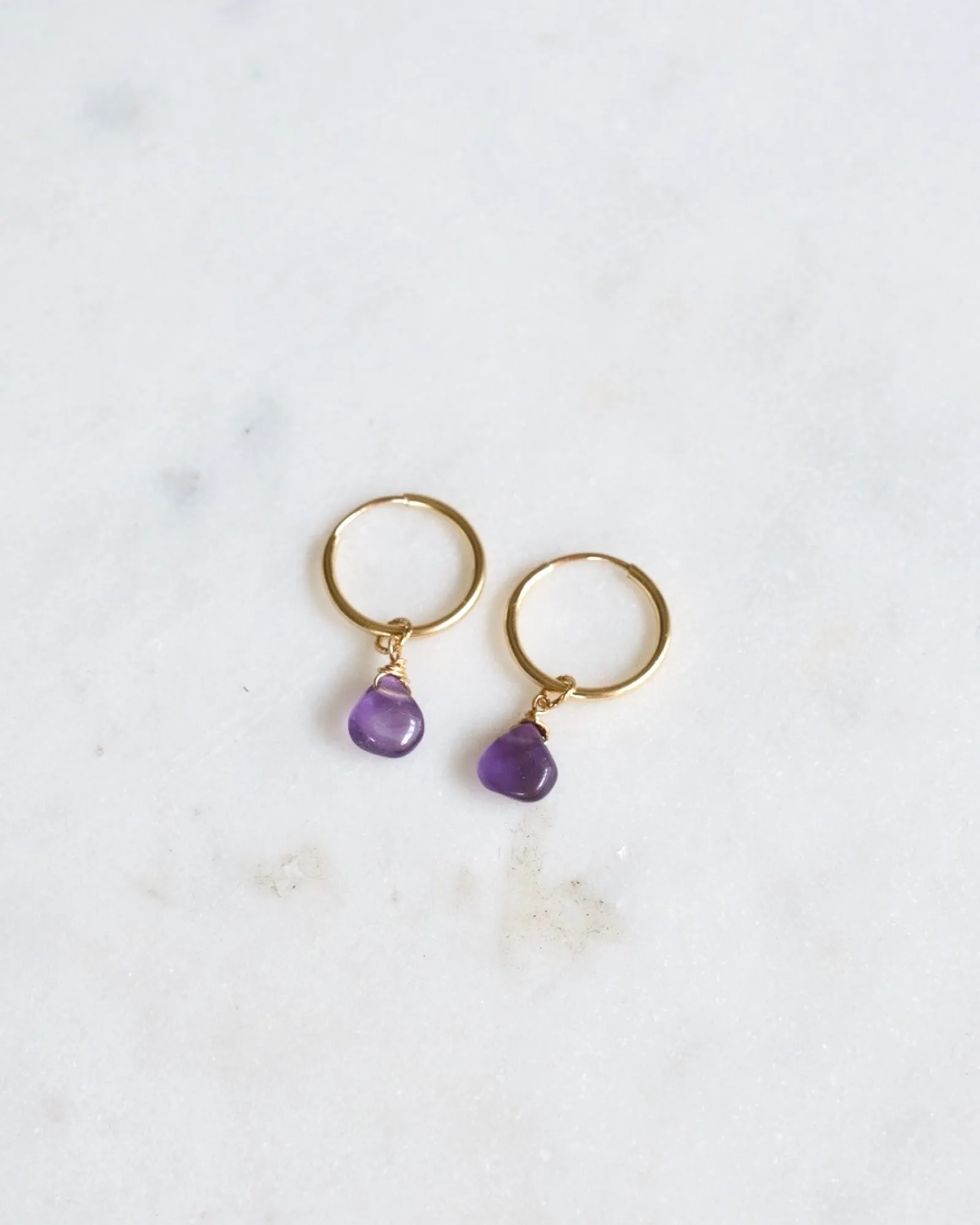 Amethyst infinity hoop earrings