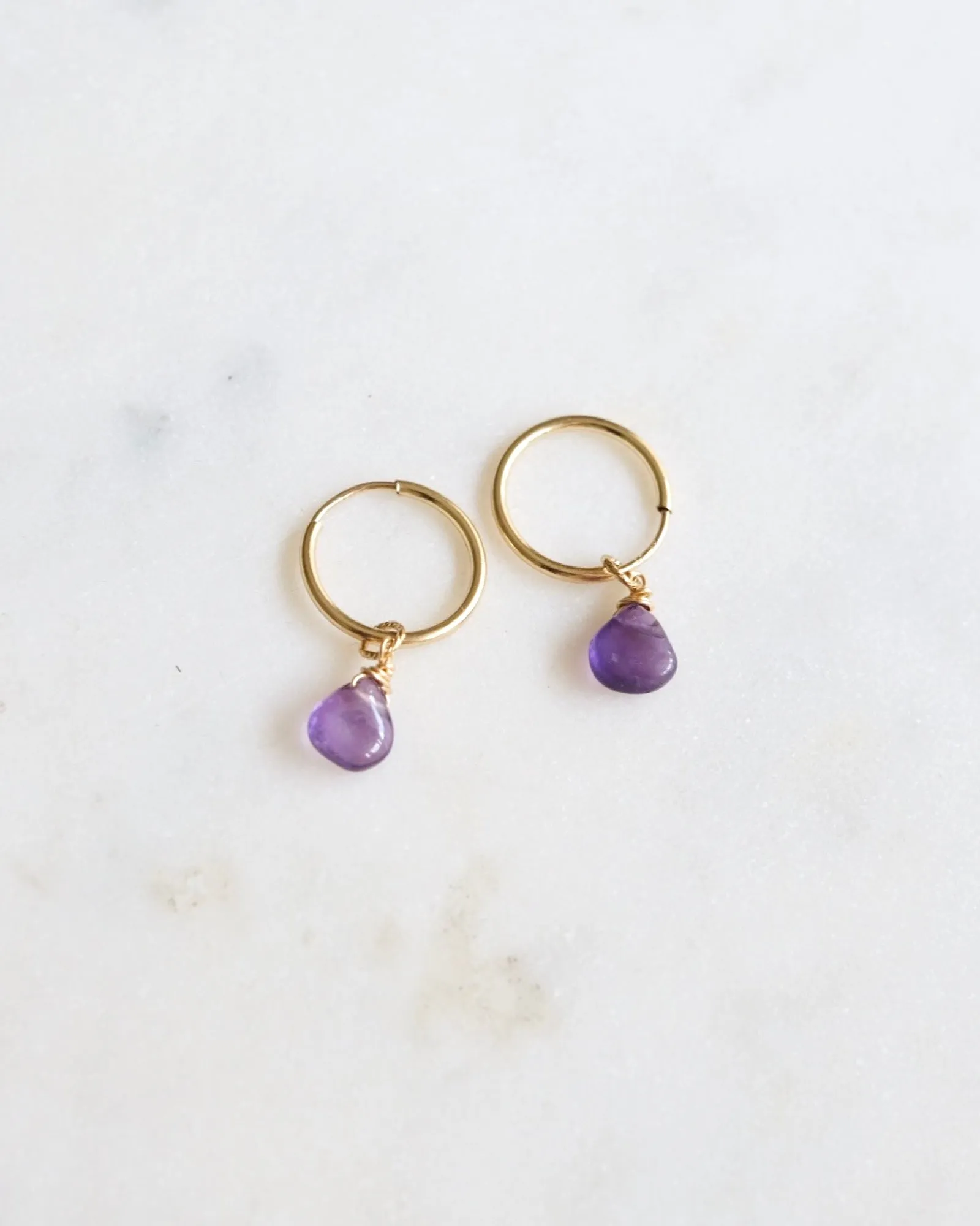 Amethyst infinity hoop earrings