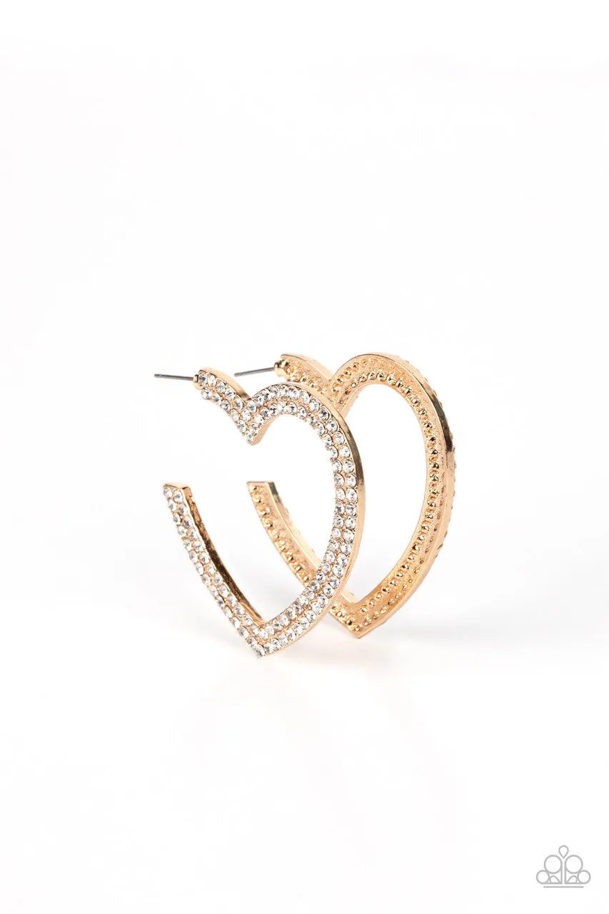 AMORE to Love Gold Paparazzi Earrings