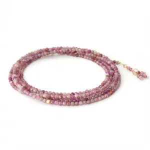 ANNE SPORTUN 34 INCH MULTI COLOR RUBY BEAD WRAP BRACELET/NECKLACE 18K YELLOW BEAD ACCENT