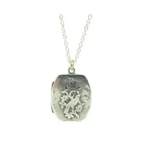 Antique 1915 Sterling Silver Bird Locket Necklace