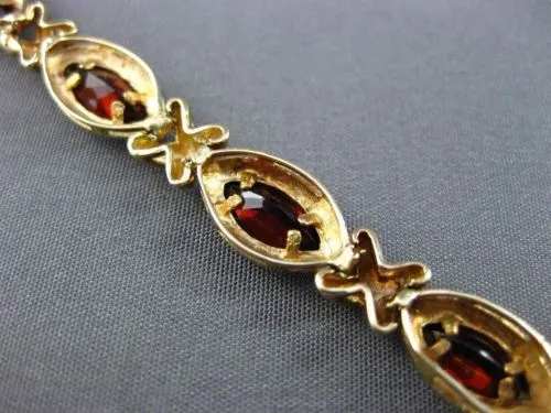 ANTIQUE 6.0CT AAA GARNET 14K WHITE & YELLOW GOLD 3D MARQUISE SHAPE LOVE BRACELET