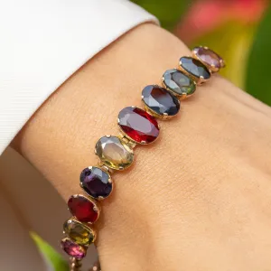 Antique 9ct Gold Harlequin Gemstone Bracelet