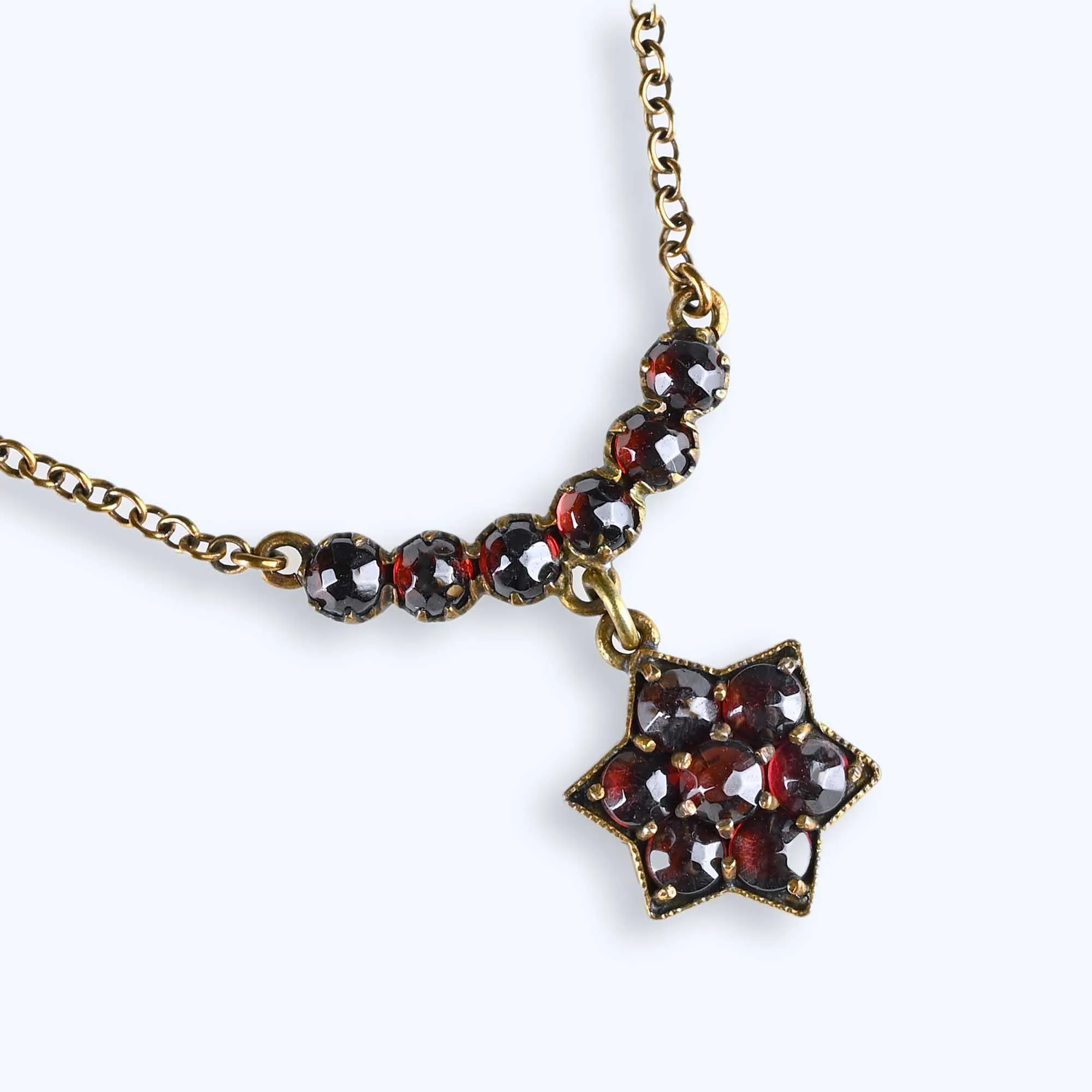 Antique Bohemian Garnet Star Necklace