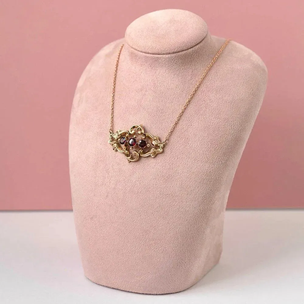 Antique Victorian 9ct Gold Garnet Necklace