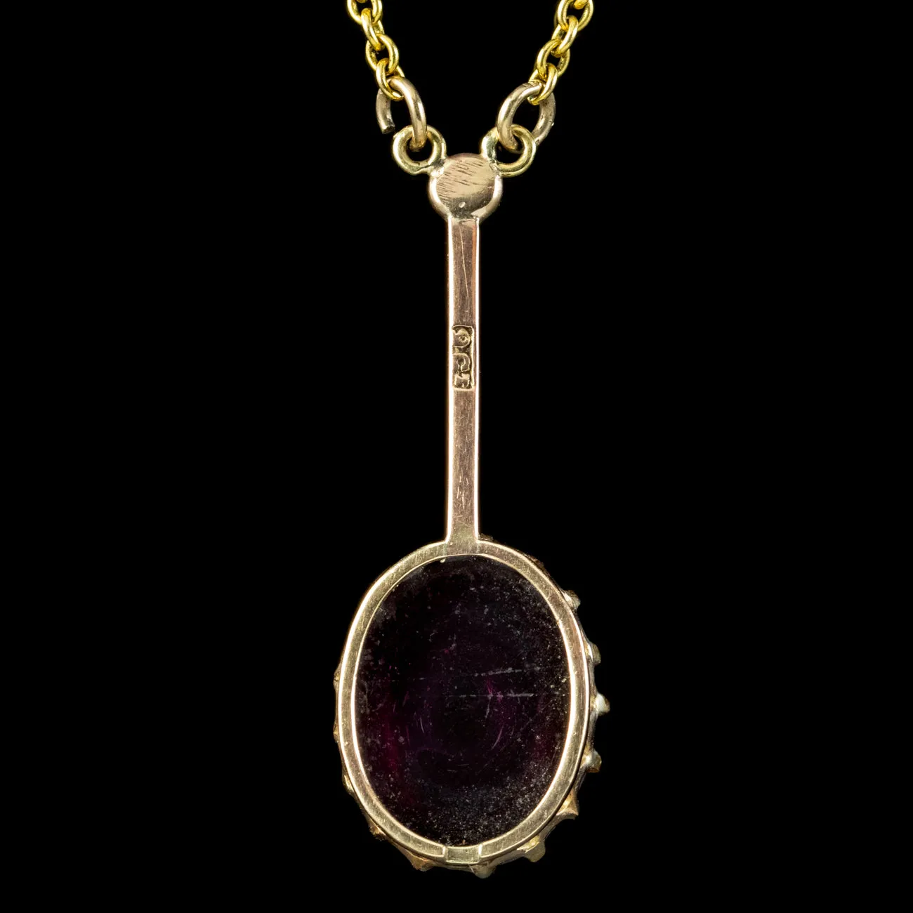 Antique Victorian Almandine Garnet Pendant Necklace 12ct Cabochon Circa 1900