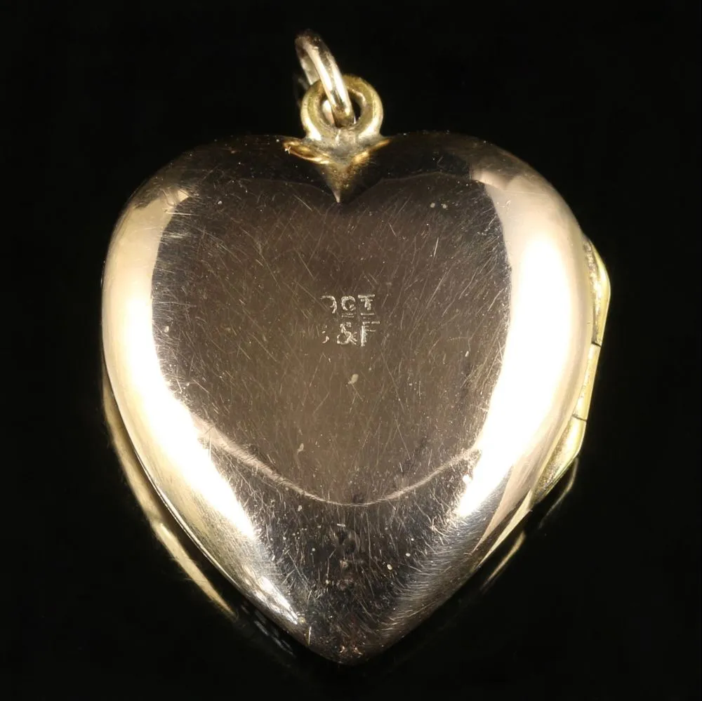 Antique Victorian Heart Locket 9Ct Gold Circa 1900