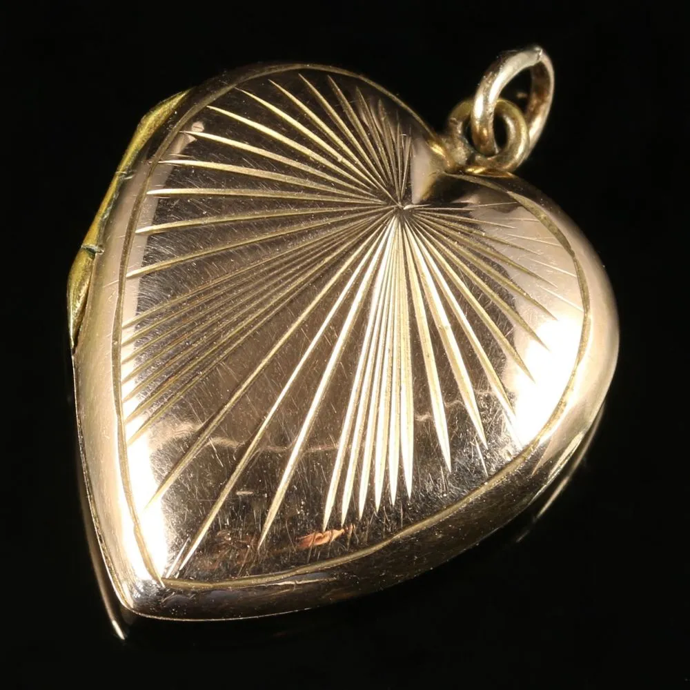 Antique Victorian Heart Locket 9Ct Gold Circa 1900