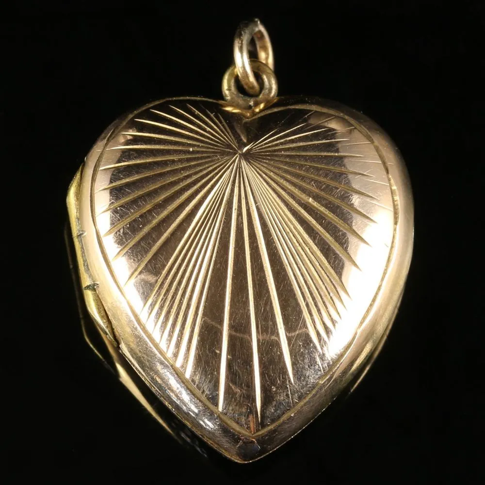 Antique Victorian Heart Locket 9Ct Gold Circa 1900