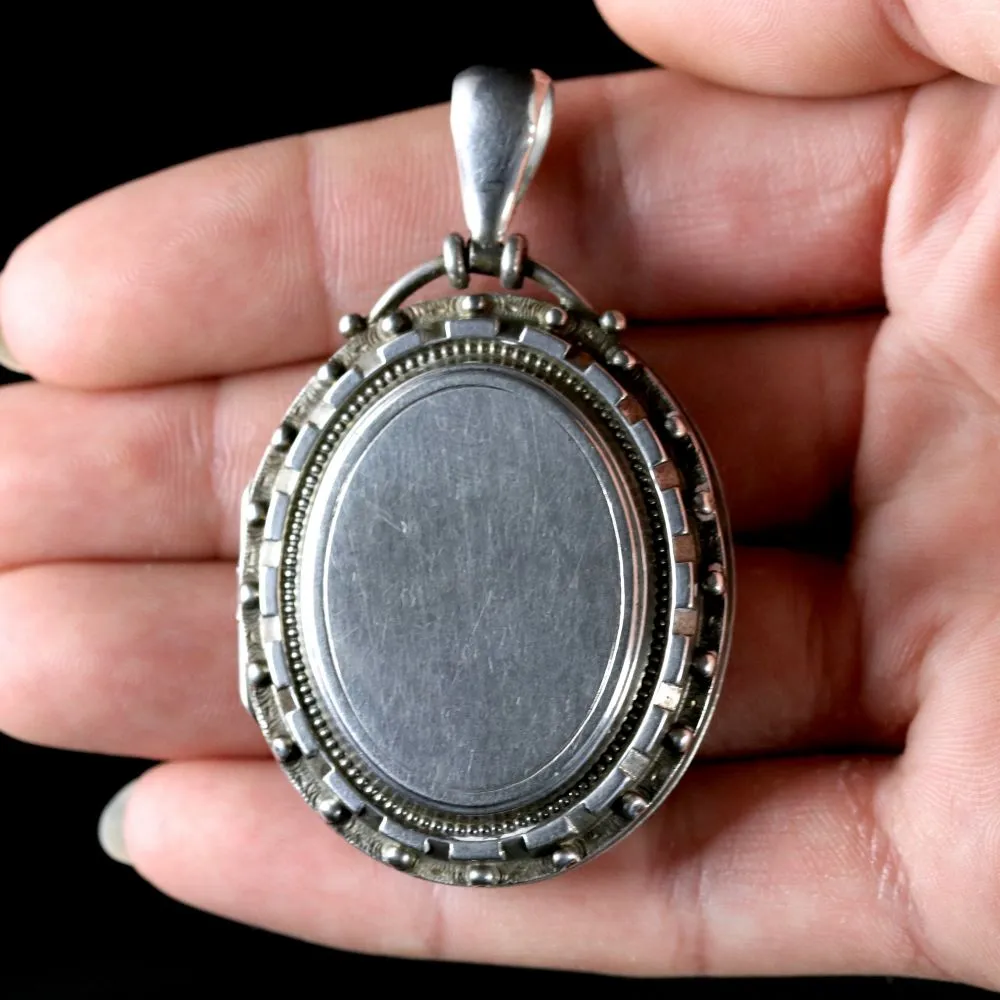 Antique Victorian Locket Silver Locket Circa 1880