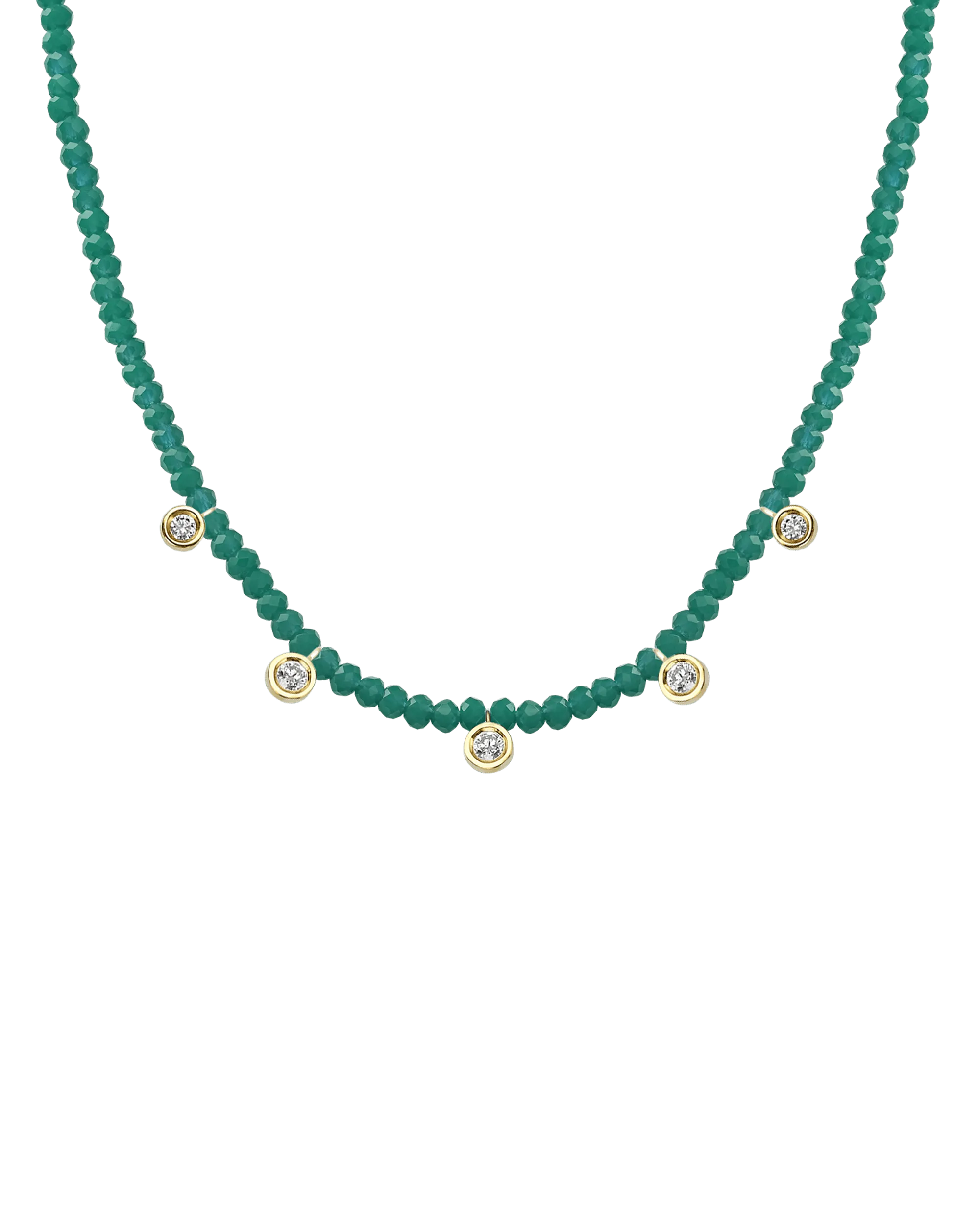 Apatite Gemstone & Five diamonds Necklace - 14K Rose Gold