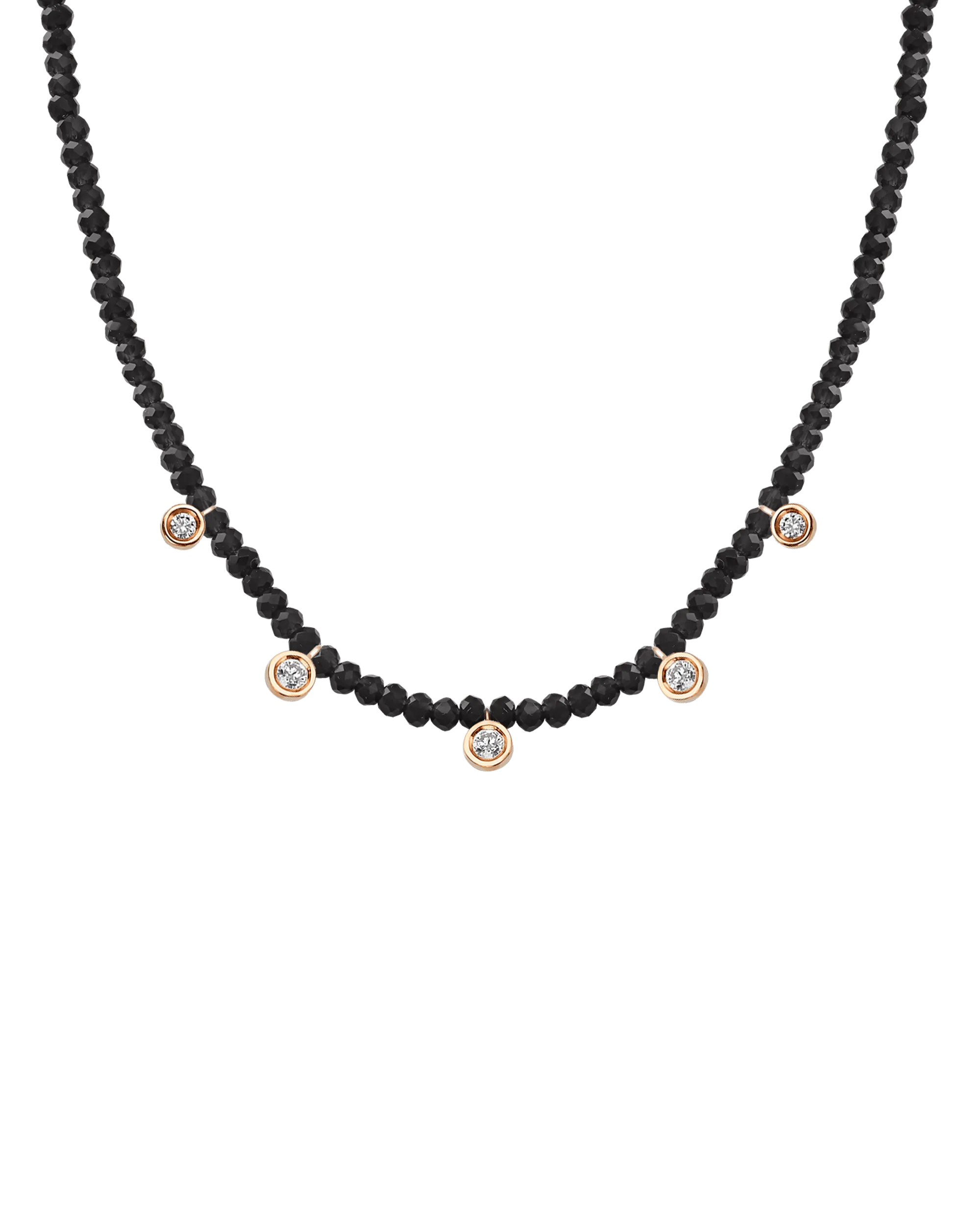 Apatite Gemstone & Five diamonds Necklace - 14K Rose Gold