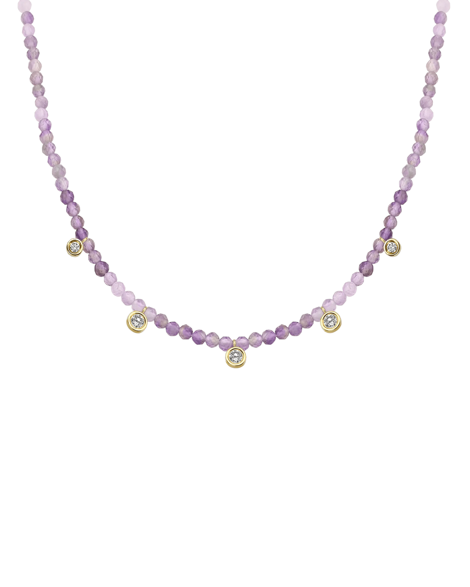 Apatite Gemstone & Five diamonds Necklace - 14K Rose Gold