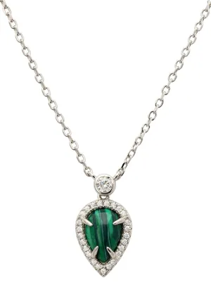 Arrowhead Malachite Gemstone Pendant Necklace Silver