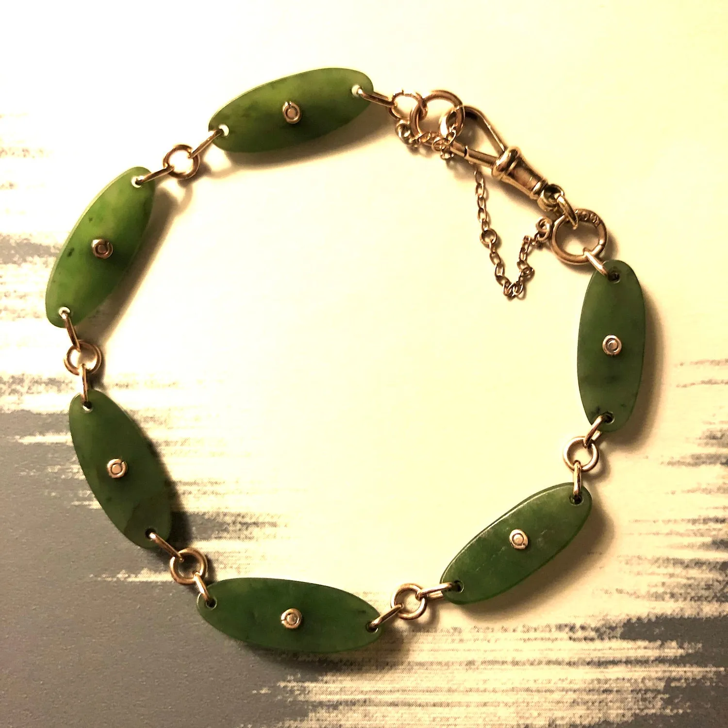 Art Deco Jade, Turquoise and Seed Pearl Vintage Bracelet