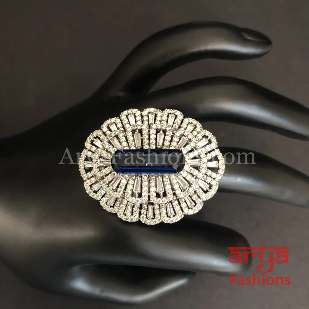 Audrey Cubic Zirconia Statement Silver Cocktail Ring