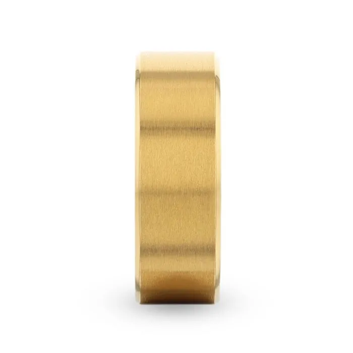 AURELIANO | Gold Titanium Ring, Brushed, Beveled