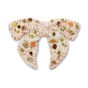 AUTUMN BOUCLE FALLING LEAVES CRYSTAL BOW BARRETTE