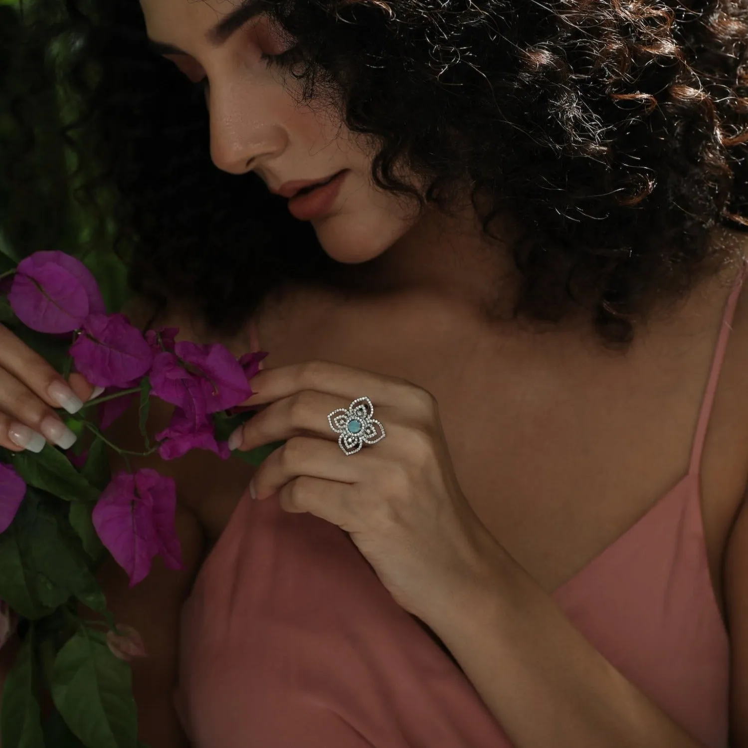 Avira Floral CZ Cocktail Ring