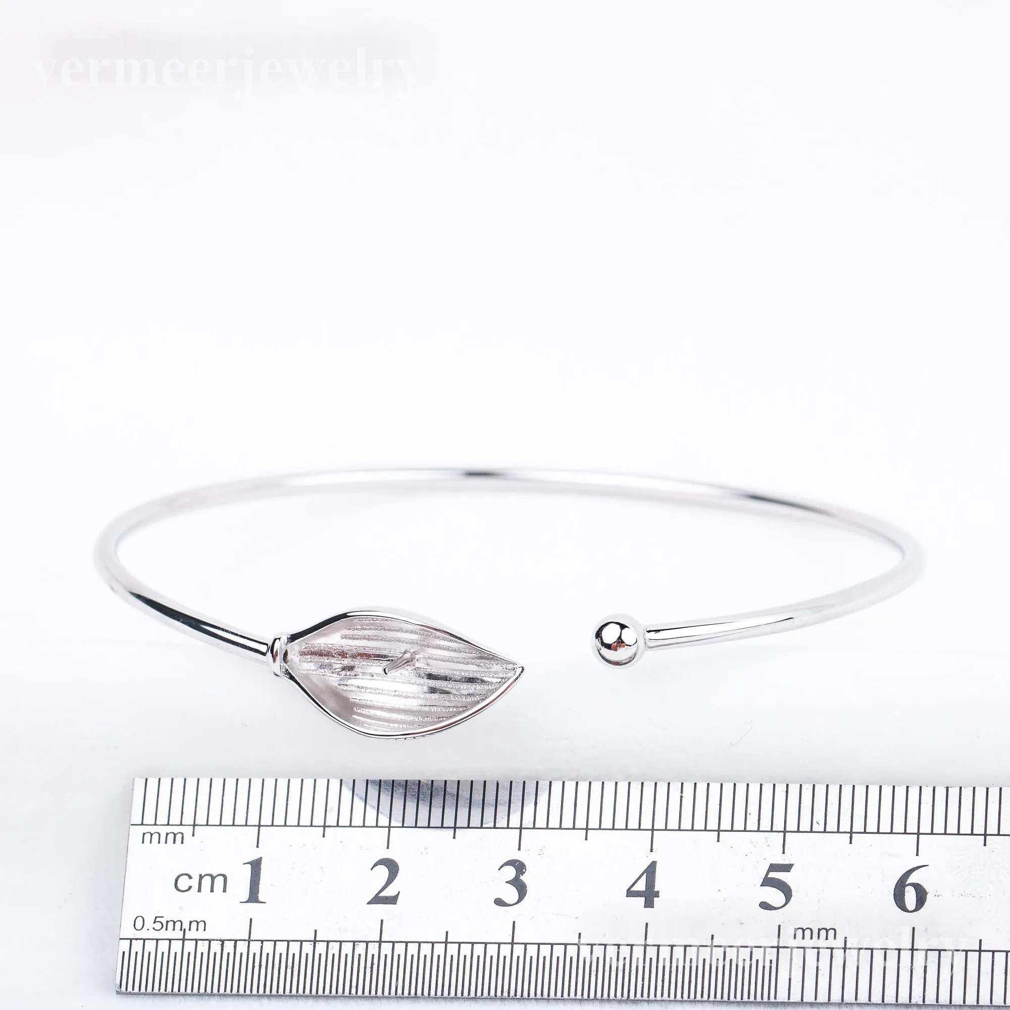 b010202 DIY 7-8mm Natural Freshwater pearl bracelet accessory 925 sterling silver adjustable bangle for women