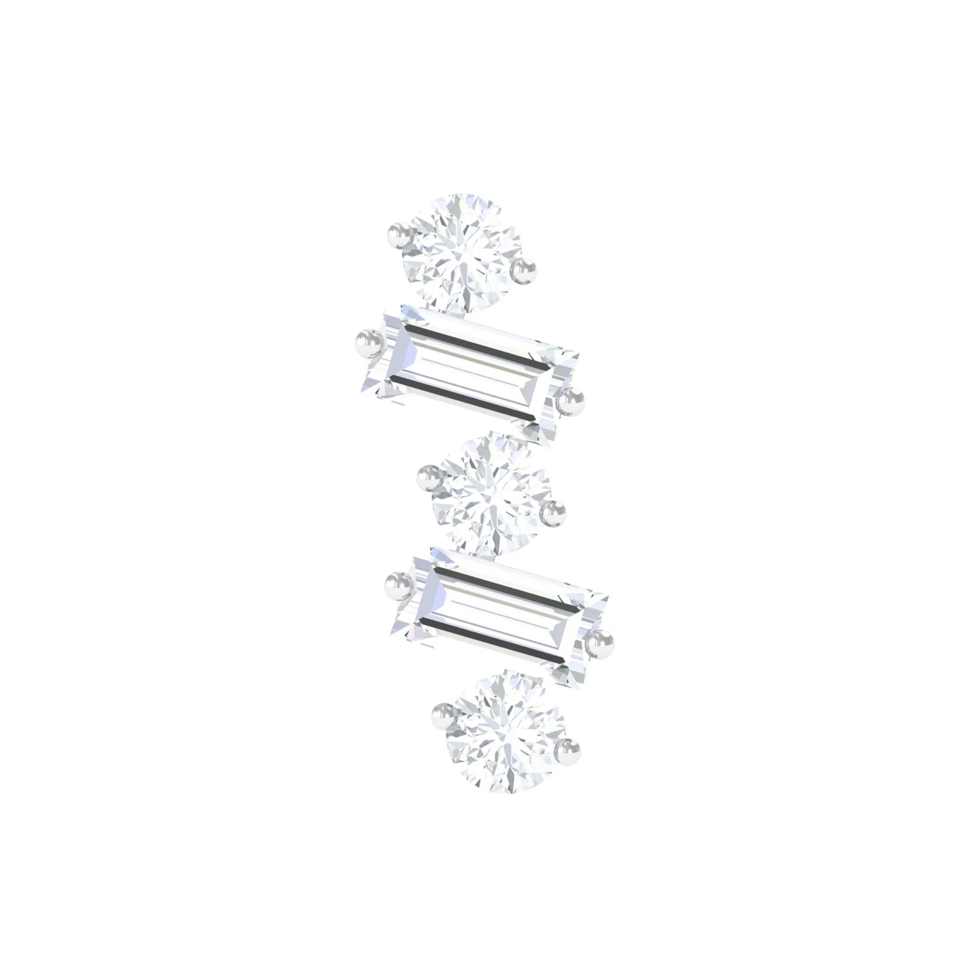 Baguette Shape Diamond Cartilage Piercing Earring