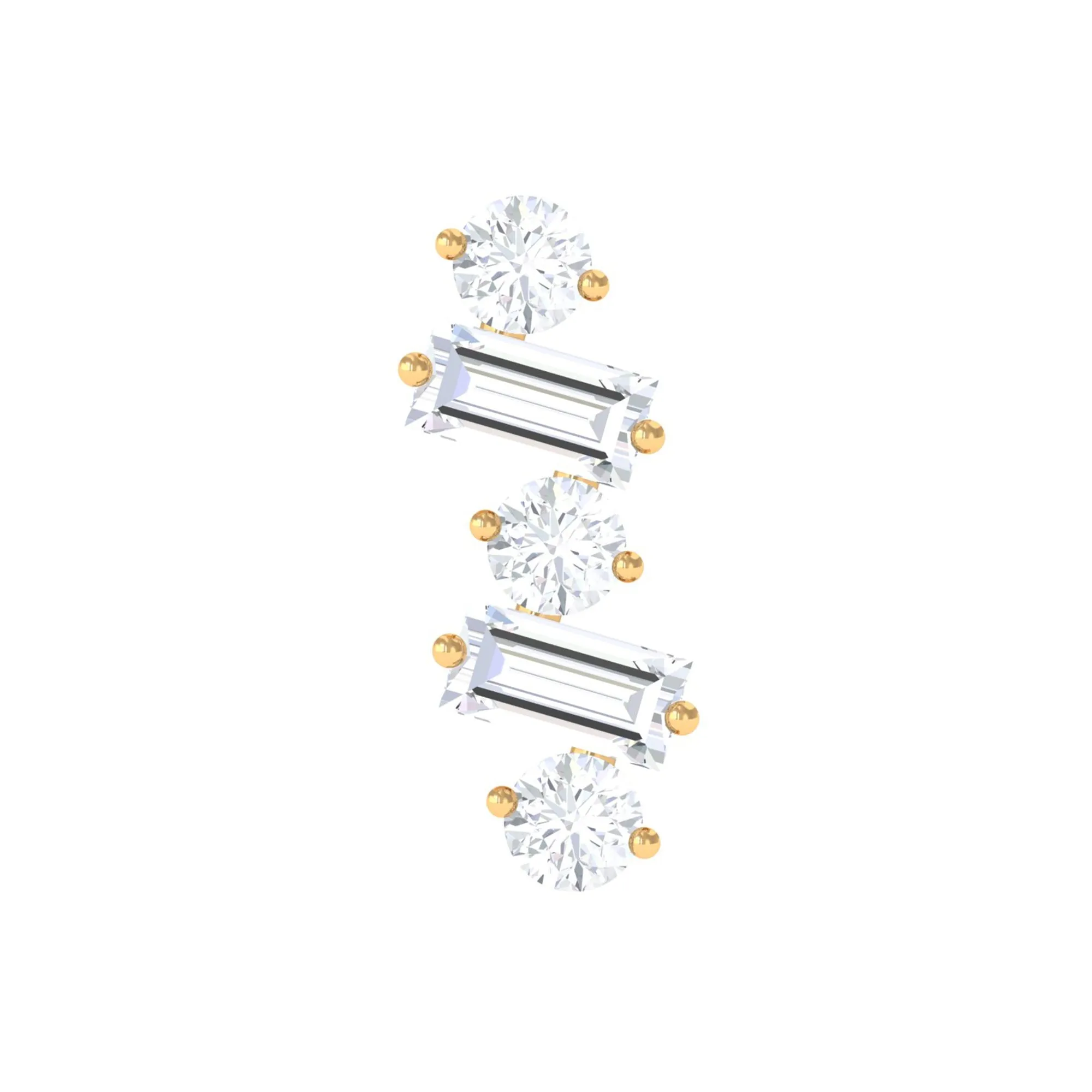 Baguette Shape Diamond Cartilage Piercing Earring