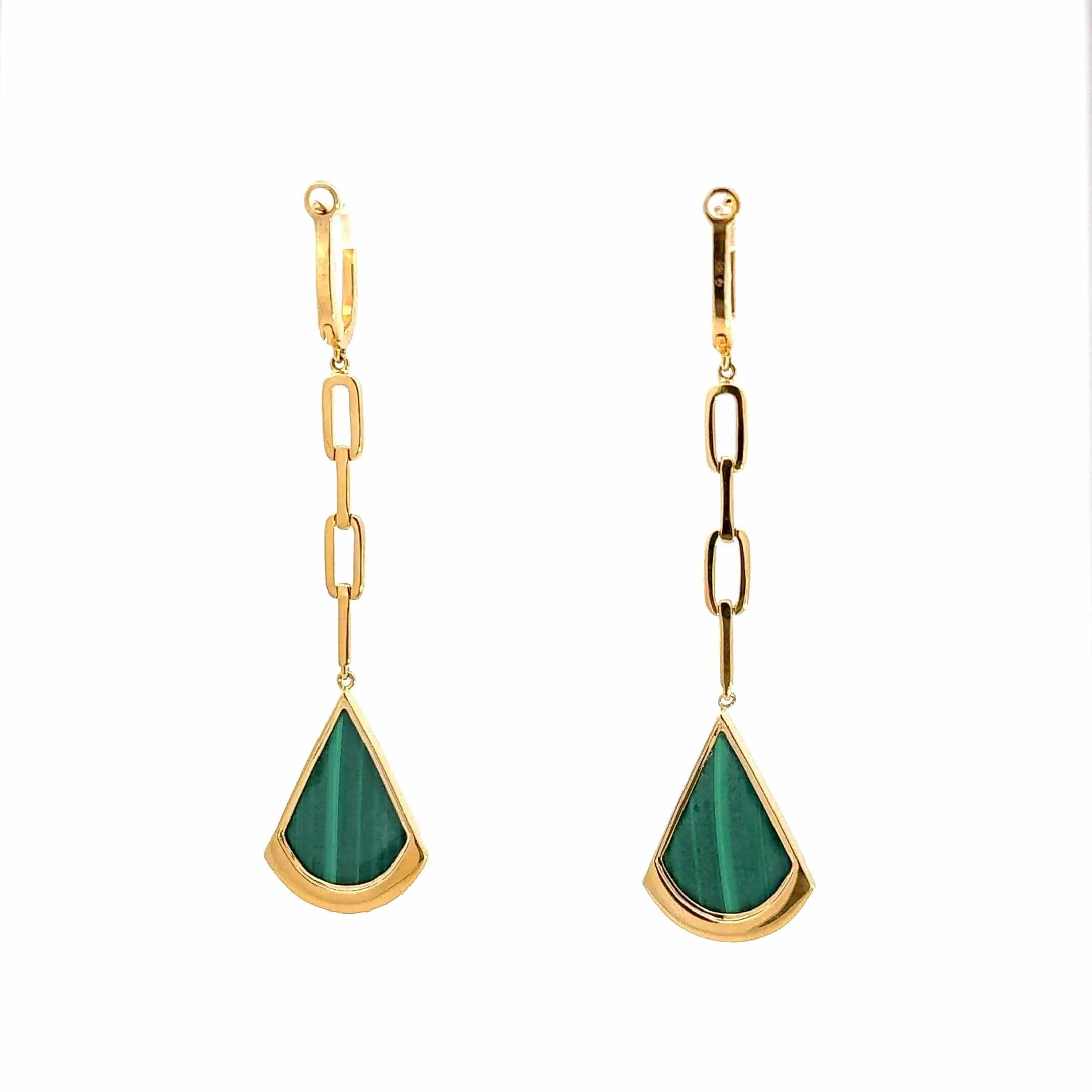 Baikalla 18K Yellow Gold Malachite and Diamond Dangle Earrings