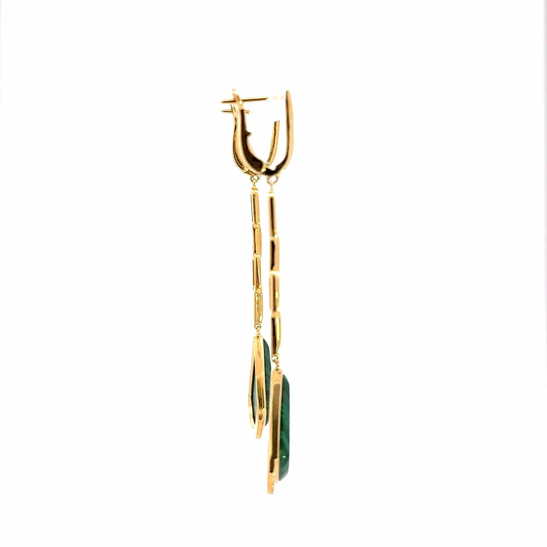 Baikalla 18K Yellow Gold Malachite and Diamond Dangle Earrings