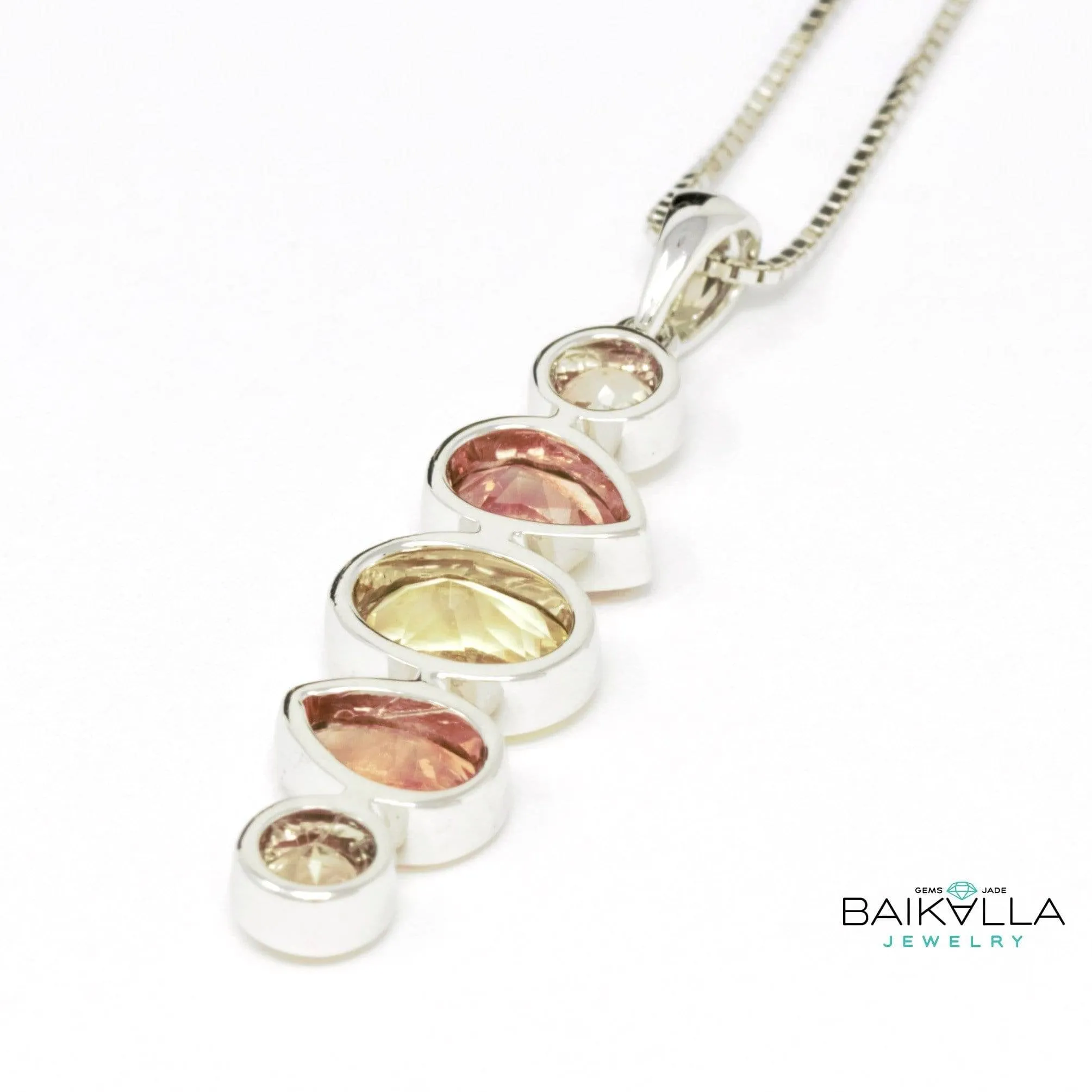 Baikalla™ "Savannah" 14k Gold Natural  5 Oregon Sunstones Pendant Necklace