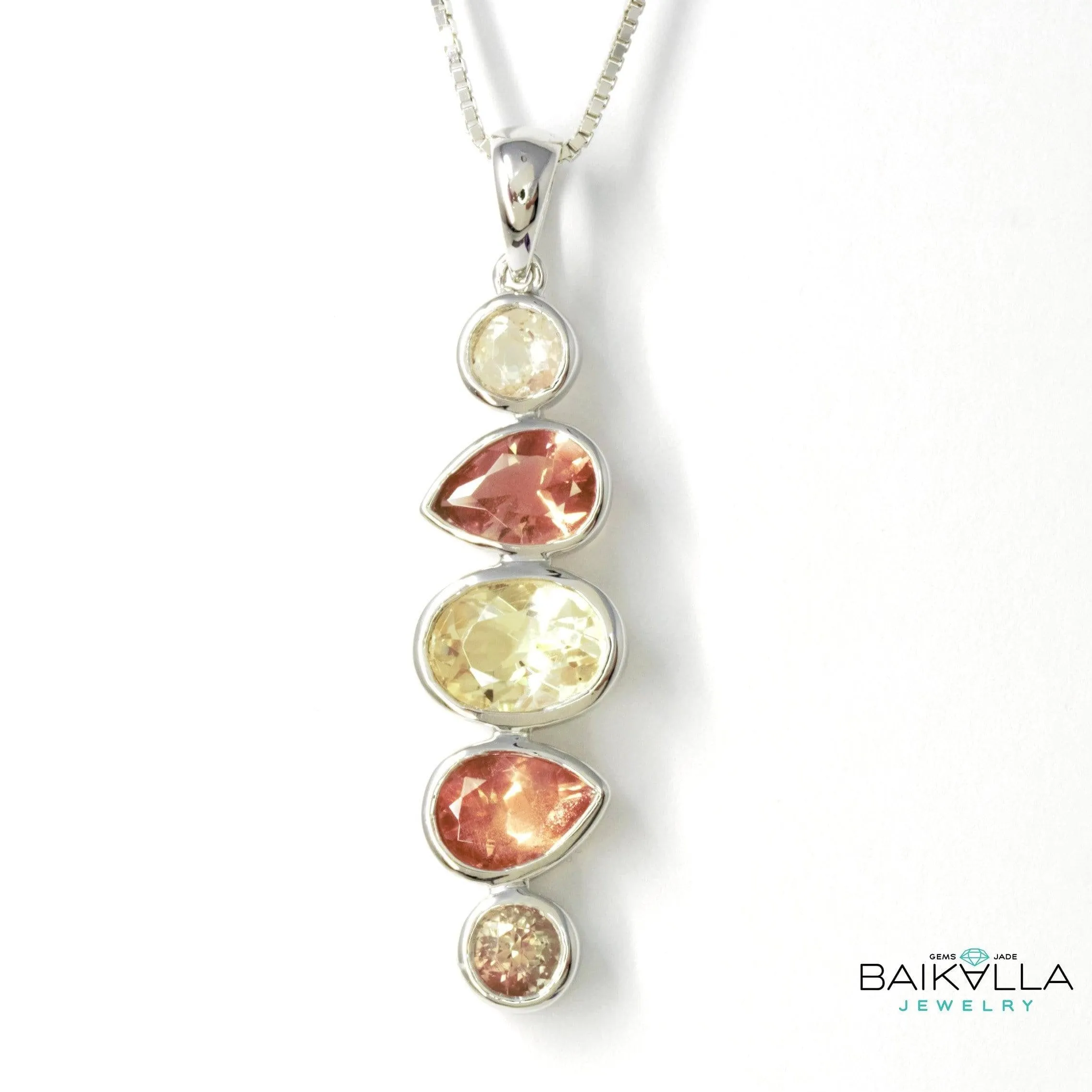 Baikalla™ "Savannah" 14k Gold Natural  5 Oregon Sunstones Pendant Necklace