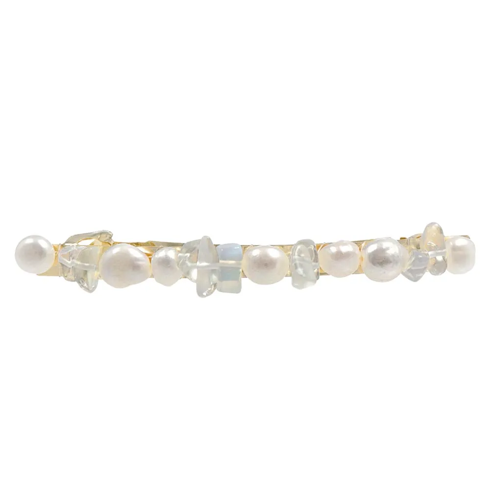 Baroque Pearl White Opal Long Hair Barrette