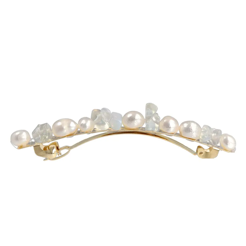 Baroque Pearl White Opal Long Hair Barrette