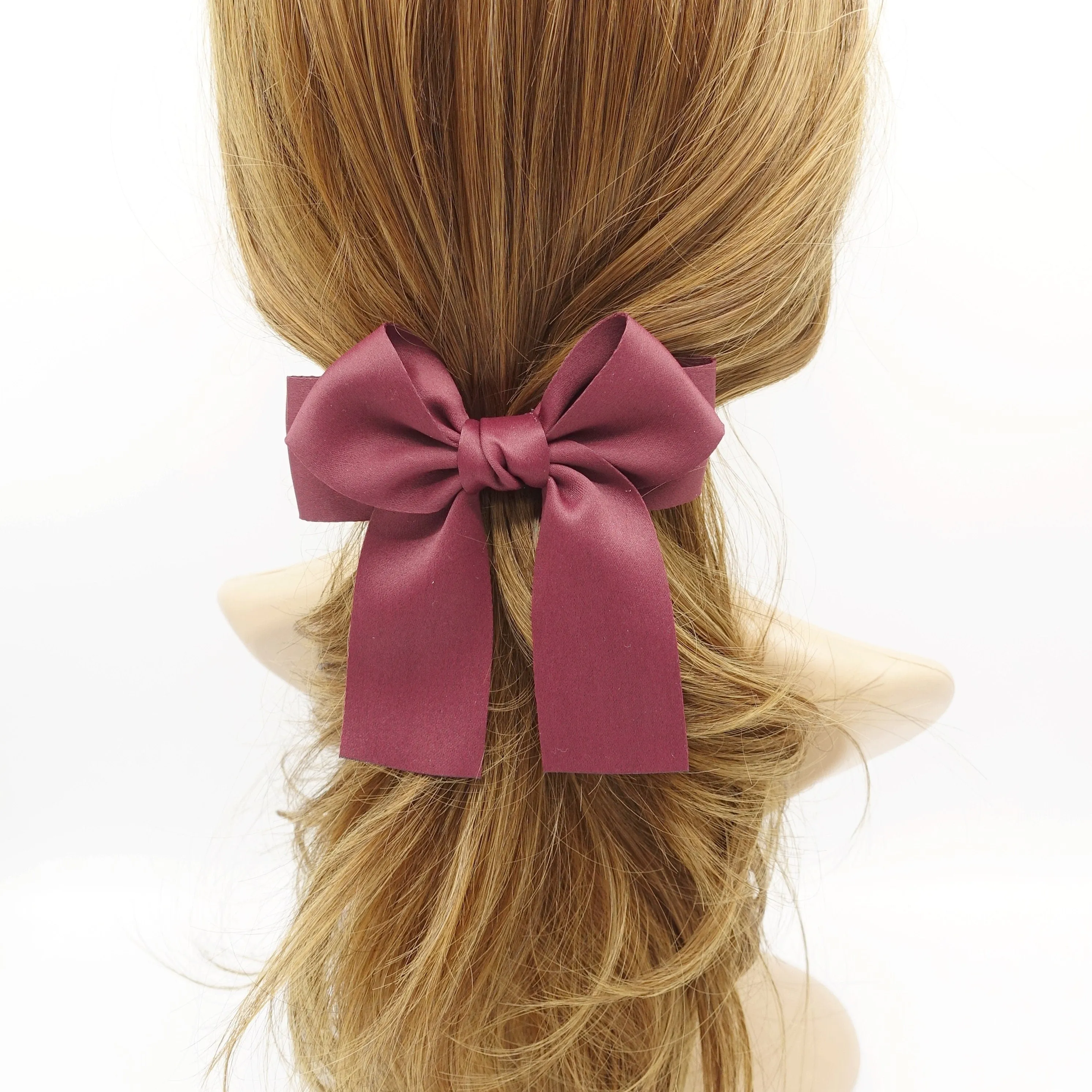 basic glossy tail bow french barrette casual must-have woman hair accessory