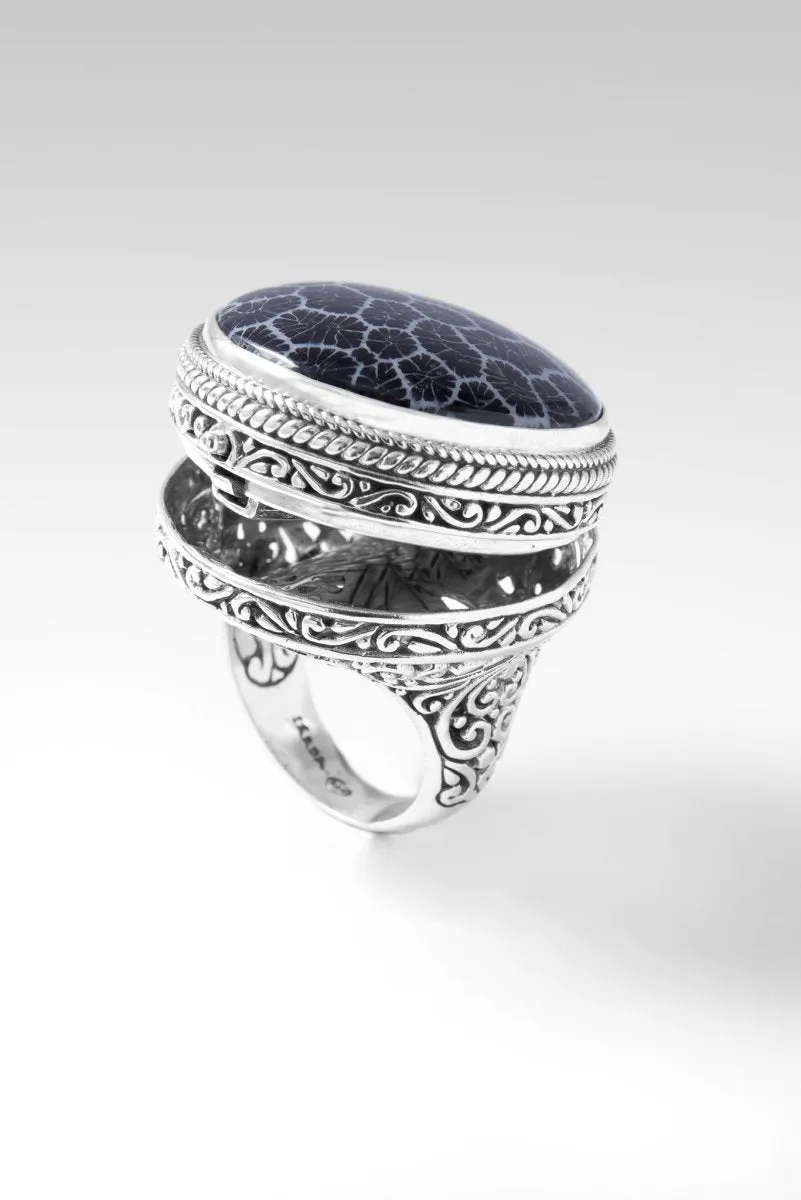 Be the Light Locket Ring™ In Black Indonesian Coral