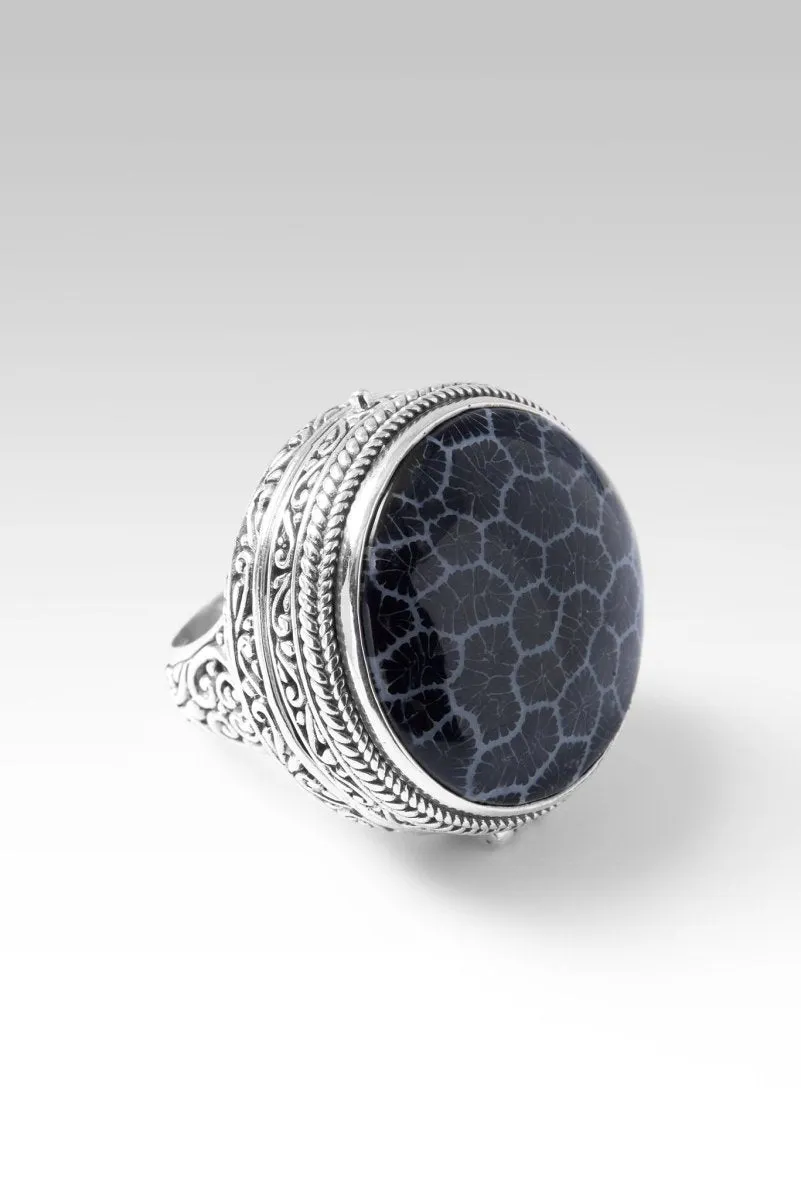 Be the Light Locket Ring™ In Black Indonesian Coral