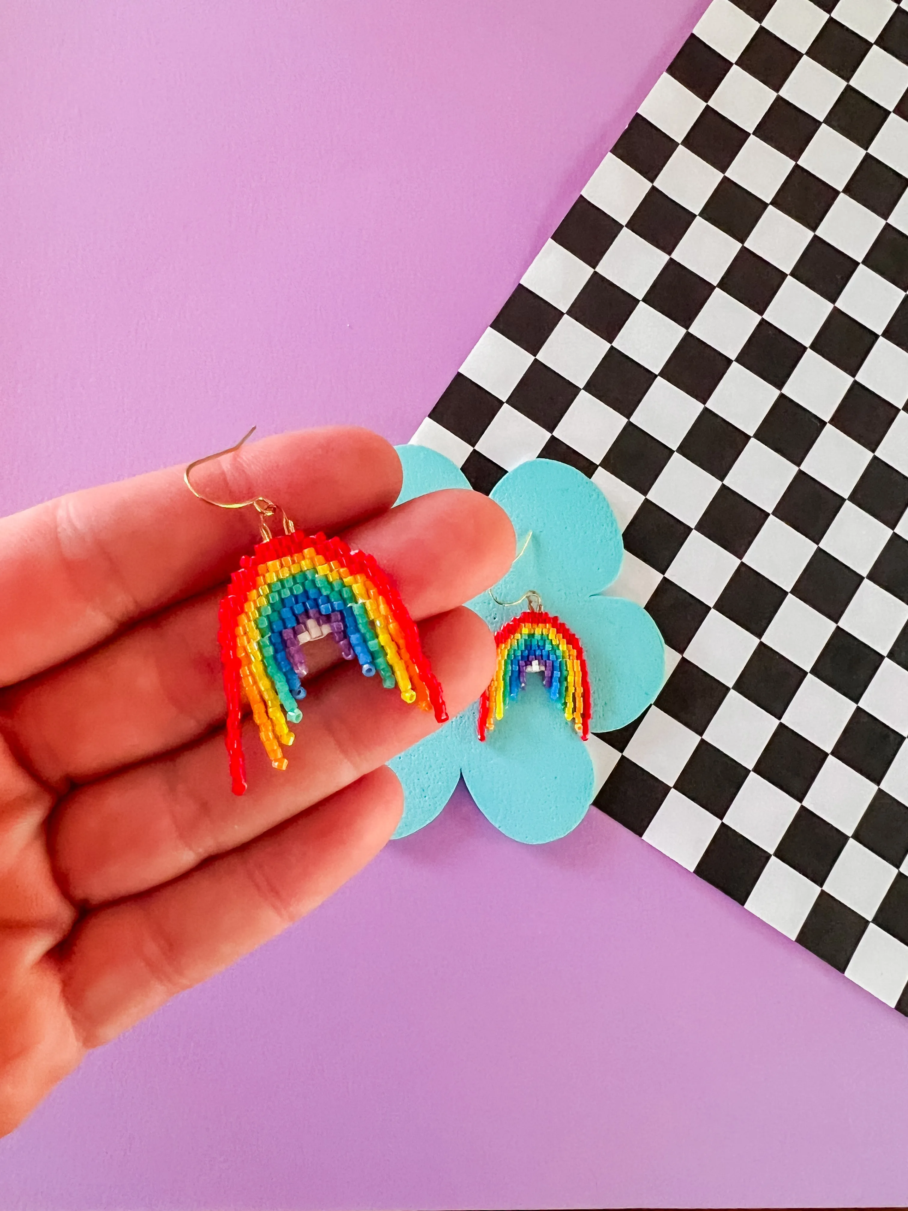 Beatrice Rainbow Earrings | Hand Beaded Earrings