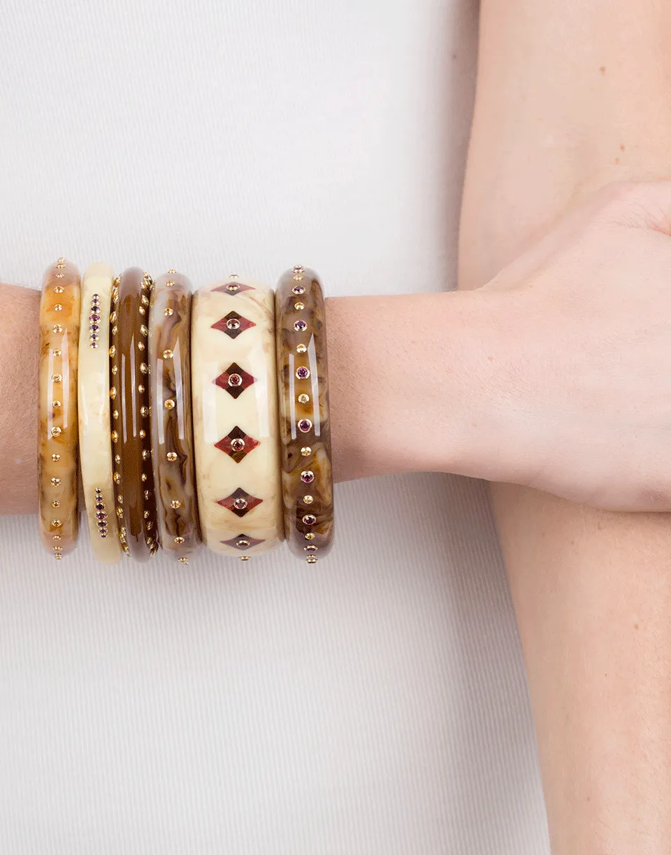 Beige Brown And Red Bakelite Bangle