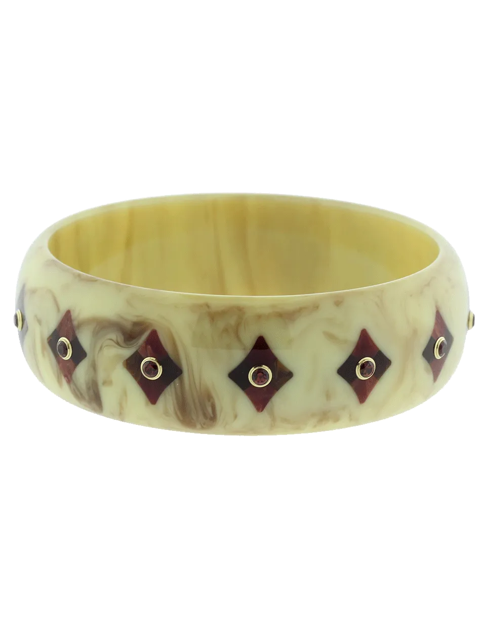 Beige Brown And Red Bakelite Bangle