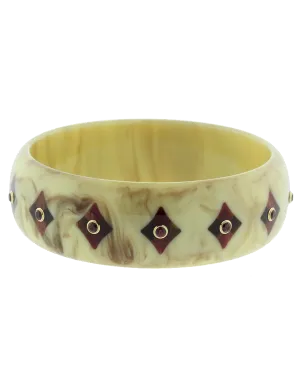 Beige Brown And Red Bakelite Bangle