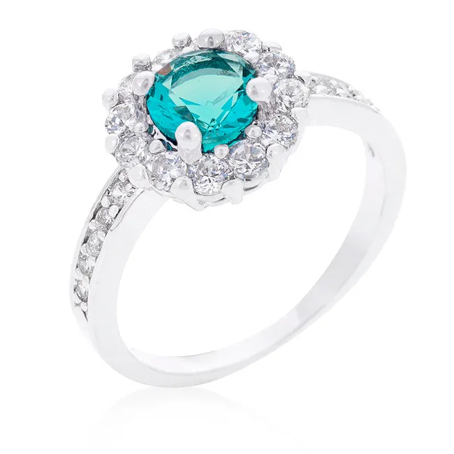 Belle Aqua Blue Halo Cocktail Ring | 2.5ct