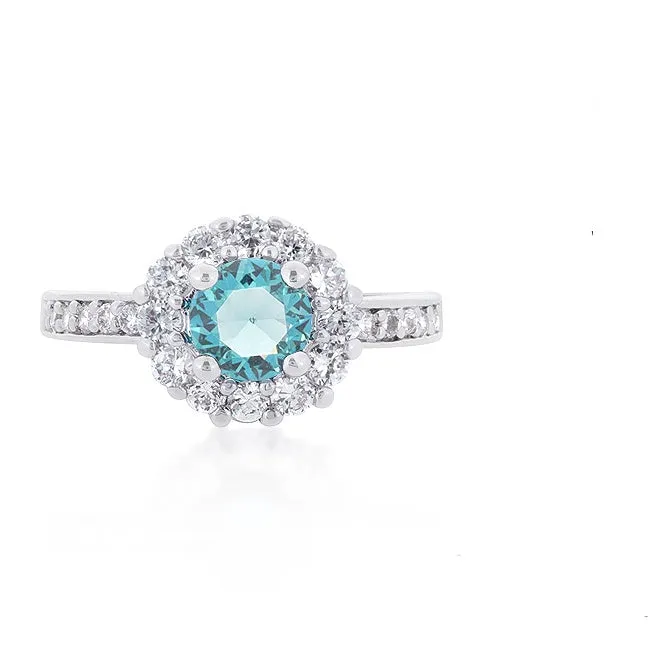 Belle Aqua Blue Halo Cocktail Ring | 2.5ct