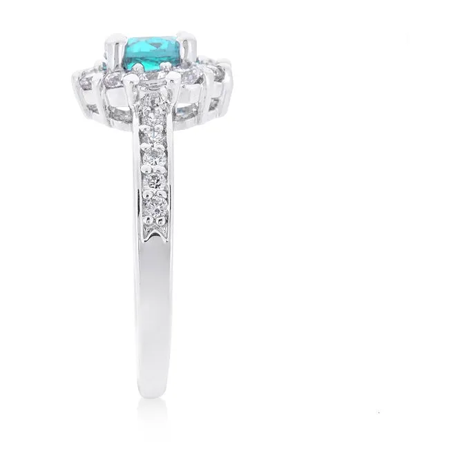 Belle Aqua Blue Halo Cocktail Ring | 2.5ct