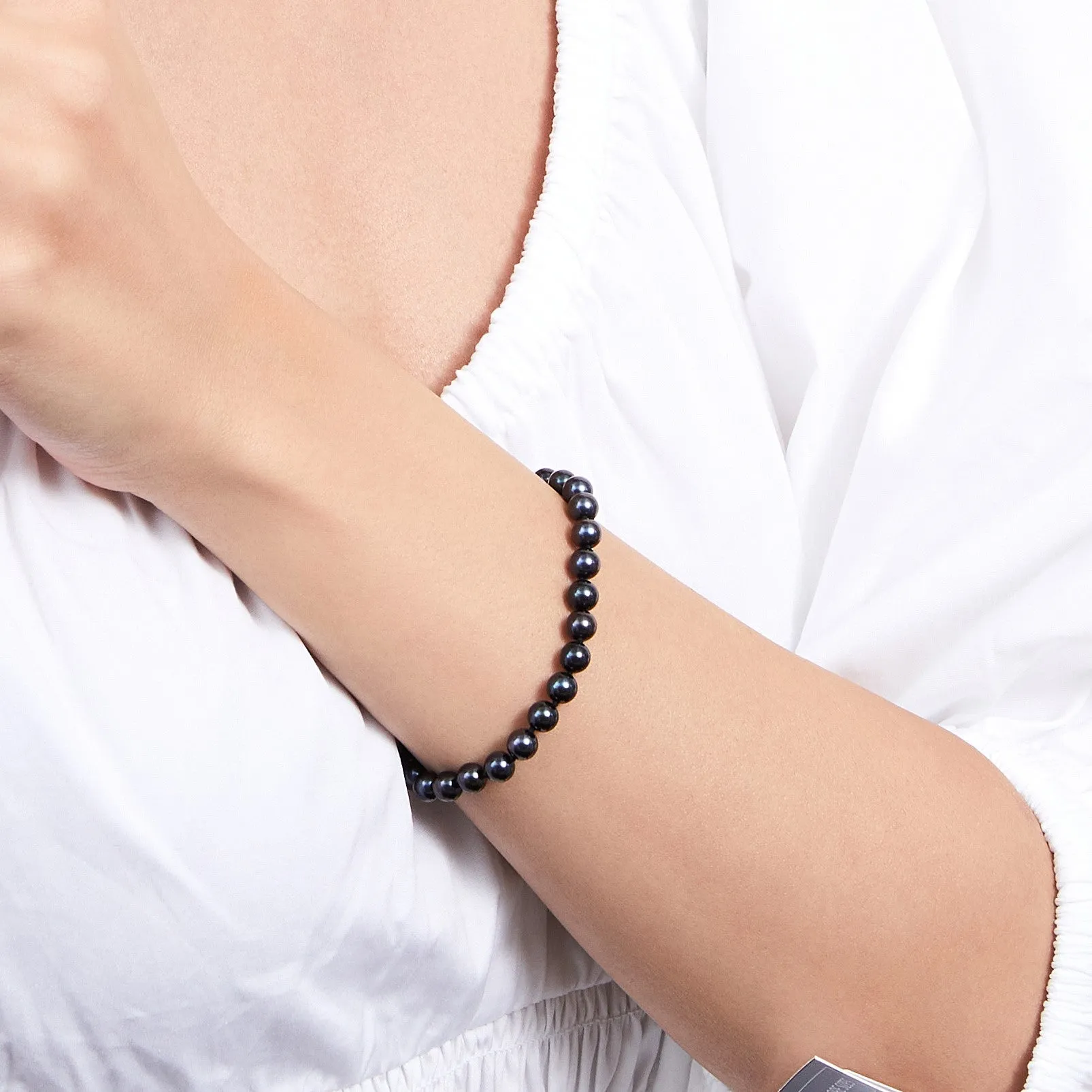 Black Akoya Pearl Bracelet, 5.5-6.0mm - Choose Your Quality