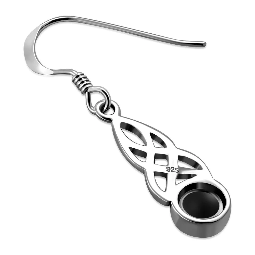 Black Onyx Celtic Silver Earrings