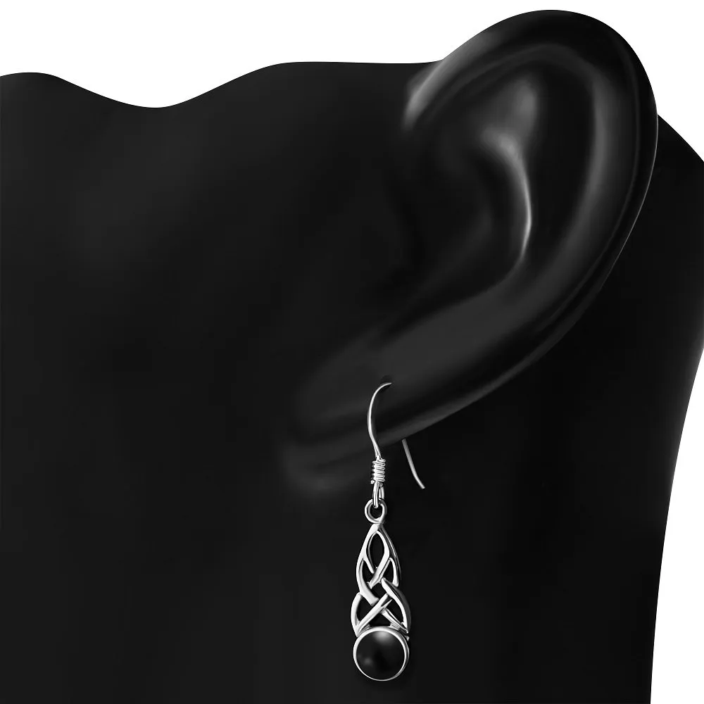 Black Onyx Celtic Silver Earrings