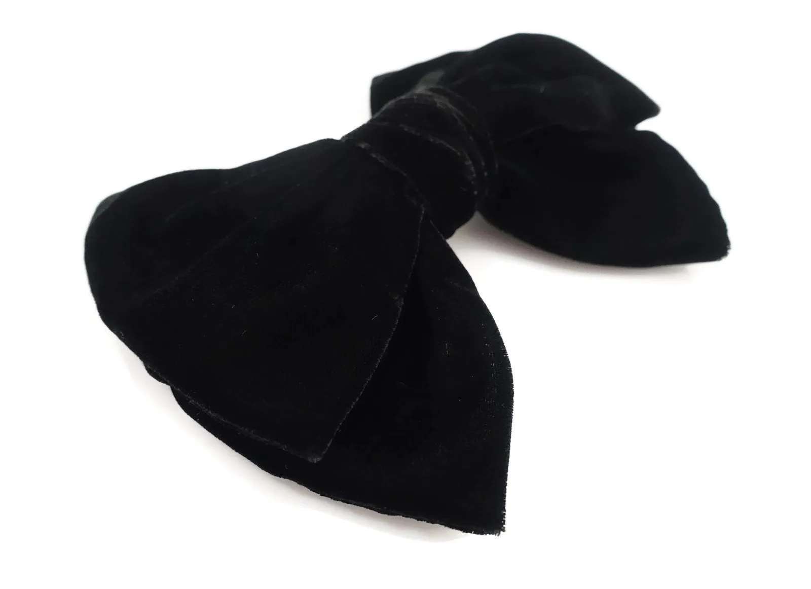 Black Silk Velvet hair bow barrette  Layered French Hair Barrette hair accessories for women