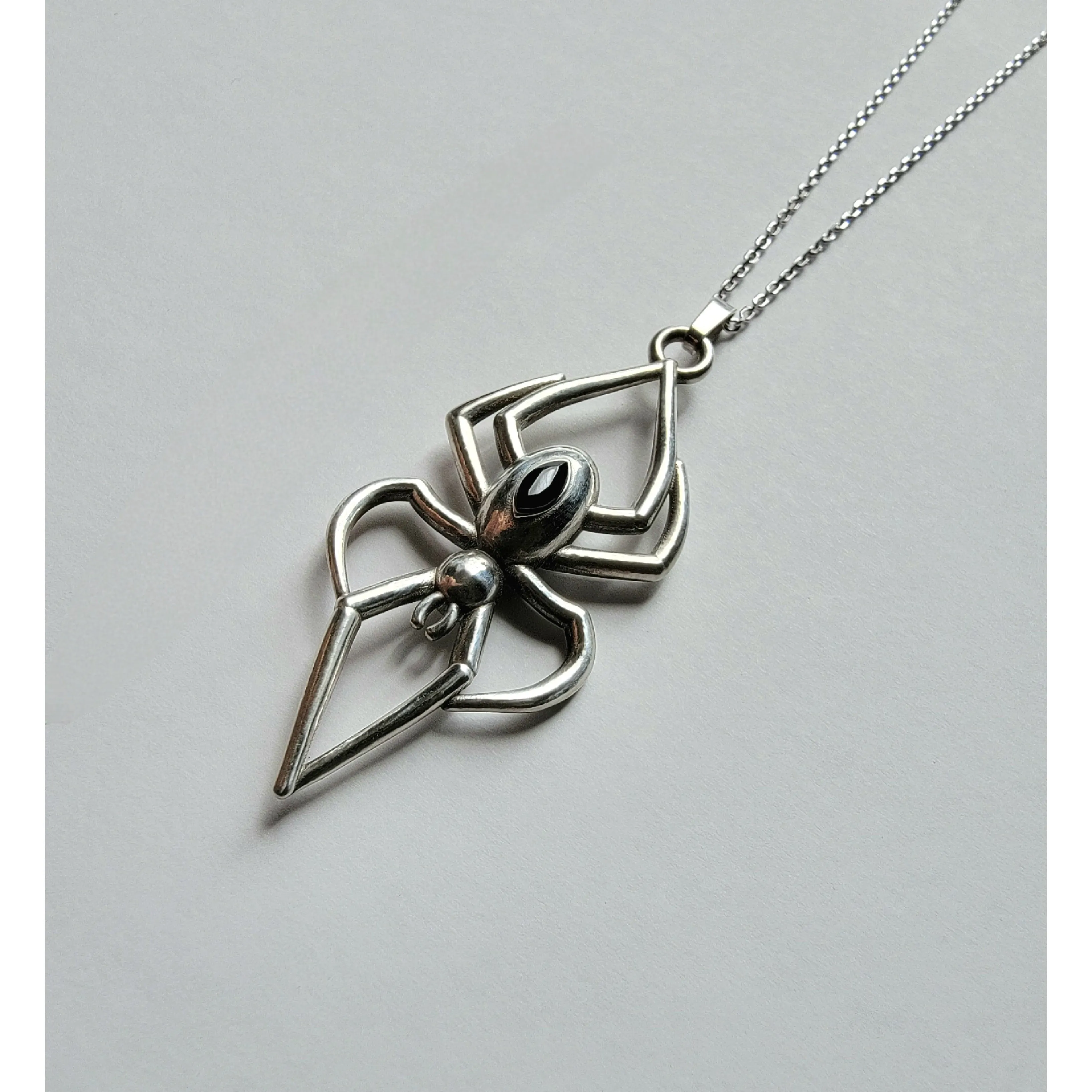 Black Widow Spider Necklace - Sterling Silver