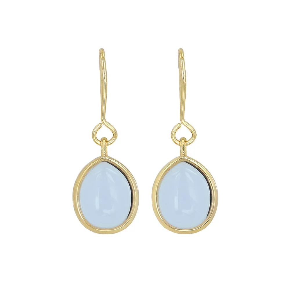 Blue Oval Glass Jewel Earrings