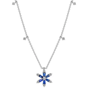 Blue Sapphire Necklace in 18K White Gold