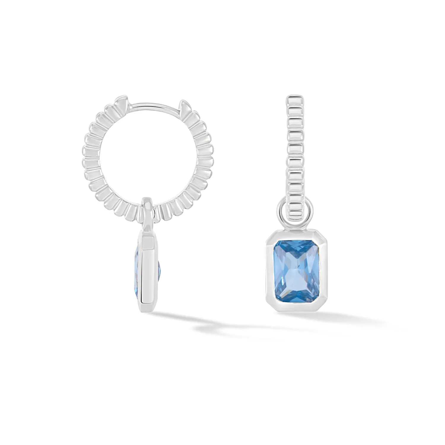 Blue Topaz Humbug Huggie Charm Hoops